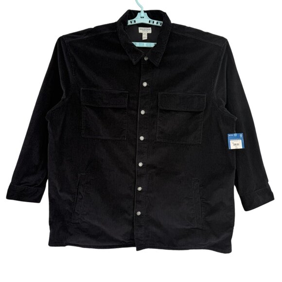 Arizona Jean Mens Long Sleeve Black Corduroy Shirt Jacket Big/Tall Size 3XLT NWT - Picture 1 of 10